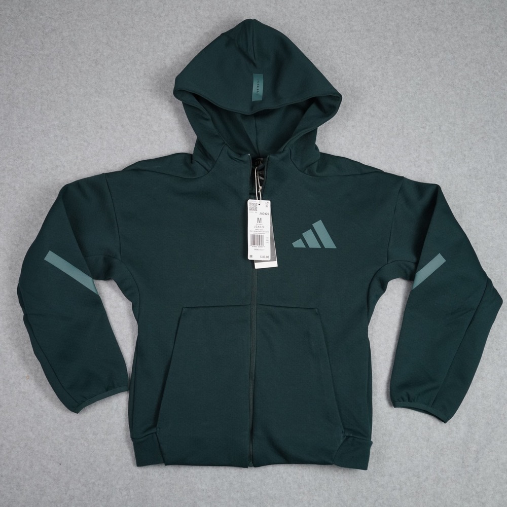 Adidas Hoodie Kids Medium Green J Z.N.E. FZ Track Top Aurora Ivy JW2425 Full Zip